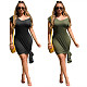 Sexy Solid Trim Slant Shoulder Mini Dress LSL-6344