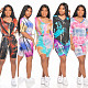 Casual Tie-Dye Colorful Five-Minute Sleeves Two-Piece Set NK-8555