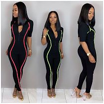 Fashion  V-neck Short Sleeve Slimmer Jumpsuits ORY-5091