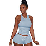 Street Style Breathable Sweat Sport Vest 2 Pieces Set TE-3147