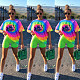 Casual Colorful Print Round Neck Short Sleeve Two-Piece Set BN-9233