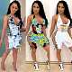 Sexy Tight Tie Dye NightClub Cut Out Bandage Rompers HMS-5308