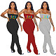 Casual Crepe Slit Micro Horn Condole Belt Printed Jumpsuit SHD-9251