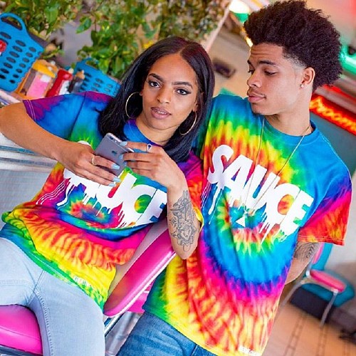 Hot Style Color Printed Short Sleeve Couple's Casual T-Shirt DAI-8028