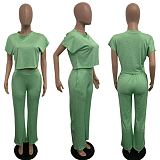 Casual Color Contrast Short Sleeved Slacks Two-piece Set LSD-8678
