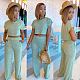 Casual Color Contrast Short Sleeved Slacks Two-piece Set LSD-8678