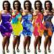 Sexy Multi-Colour Tie-Dye Strapless Bodice Dress OM-1107