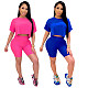 Plain Short Sleeved Crop Top+Tight Shorts Two Pieces XMY-9238