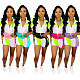 Casual Color Contrast Stitching Middle Sleeve + Shorts Suit SH-3534
