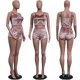 Solid Color Hollow Out Sexy Slim Velvet Lace Two-piece Set SH-3431