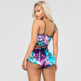 Hollow Out Sexy Leopard Print Slim Velvet Two-piece Set SH-3784