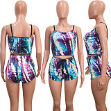 Hollow Out Sexy Leopard Print Slim Velvet Two-piece Set SH-3784