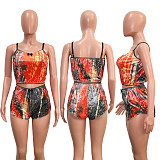 Hollow Out Sexy Leopard Print Slim Velvet Two-piece Set SH-3784