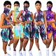 Printed Patchwork Face Mask Sleeveless Shirt + Sports Shorts Two-piece Set SH-3781