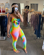 Women Multicolour Lip Printed Sling Pleated Jumpsuit ARM-8178