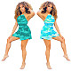 Tie-Dye Hanging Neck Hollowed-Out Backless Romper YUM-9014