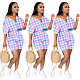 Lattice Printed Loose Zip V-neck Fashion Two Pieces Set HMS-5303
