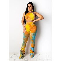 Tie-dye Pleated Trouser Leg+Bare Waist Vest Two-piece Set CHY-1233 Tie-dye Pleated Trouser Leg+Bare Waist Vest Two-piece Set CHY-1233