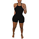 Sexy Solid Color Tight Mid - Waist Sling Romper FNN-8387