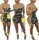 Sexy Camo Print Hollowed-out Side Lace Sleeveless Dress FNN-8385