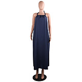 Solid-colored Sleeveless Loose-Fitting Bohemian Dress AIL-021