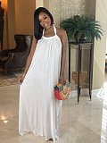 Solid-colored Sleeveless Loose-Fitting Bohemian Dress AIL-021