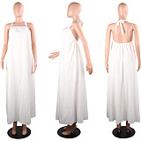 Solid-colored Sleeveless Loose-Fitting Bohemian Dress AIL-021