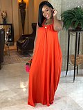 Solid-colored Sleeveless Loose-Fitting Bohemian Dress AIL-021