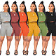 Fashion Round Neck Long Sleeve Hoodie Shorts Two-piece Set WY-6681