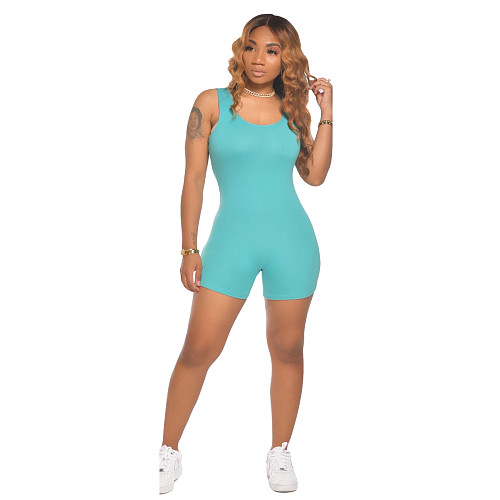 Sexy Solid Color Milk Silk Sleeveless Romper ML-7327