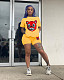 Hot Style Cartoon Bear Print Short Sleeve Two-piece Set SD-0534
