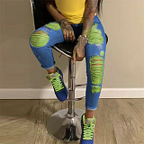 Hot Sales Knee Tearing Pencil Jean Pants RS-901