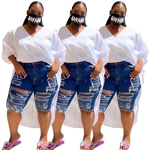 Hot Sale Big Size Wash and Make Old Ripped Jeans MOF-8820