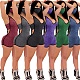 Solid Cotton Deep V - Neck Sleeveless Shorts Sport Romper With Mask ZS-0288