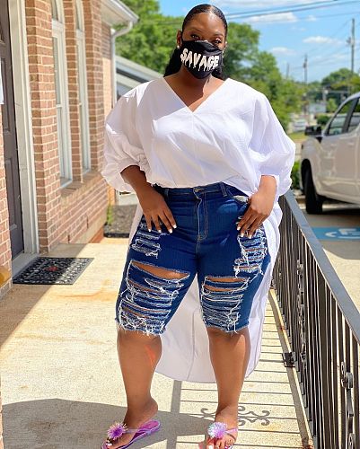 Hot Sale Big Size Wash and Make Old Ripped Jeans MOF-8820