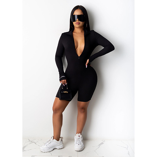 Hot Style Solid Color Long Sleeve Embroidered Romper CHY-1237