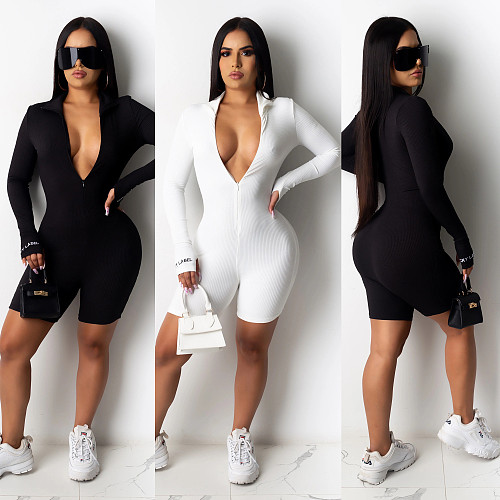Hot Style Solid Color Long Sleeve Embroidered Romper CHY-1237