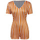 Zipper Striped Sexy Short Sleeve V-neck Romper RS-036053