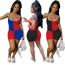 Color Contrast Milk Silk Tight Sleeveless Yoga Romper CHY-1239