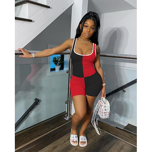 Color Contrast Milk Silk Tight Sleeveless Yoga Romper CHY-1239