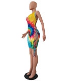 Sexy Suspenders Necktie Dye Hollowed-out Print Romper CM-748