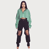 Casual Tassels Irregularly Ripped Midriff Jeans BN-9235