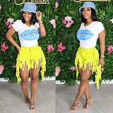 Personalised High-Waisted Frilly Vintage Denim Shorts OSM-5322