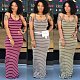 Hot Style Sleeveless High-Waist Striped Floor-Length Dress AIL-031