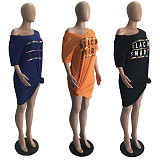 Hot Sell Slim Offset Printing Round Neck Short Sleeve Dresses LSD-8169