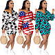 Casual Multi-Color Printed Long Sleeve T-shirt and Shorts Set OYF-8198