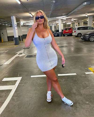 Cotton Solid Color Zipper Splice Halter Dress HMS-5330