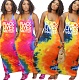 Tie-Dye Buzzword Print Round Neck Sleeveless Dress QZX-6134