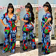 Sexy Print Lace-Up High Waist Wide Leg Jumpsuit MAE-2039