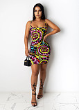 Casual Tie-Dye Colorful Print Loose Halter Dress XMY-9247